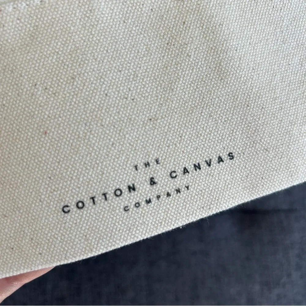 Canvas “c’est la vie” Pencil, Travel Mini Pouch, Cream, Black